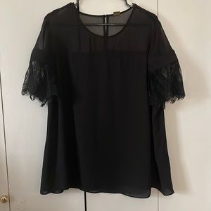 WORTHINGTON. LACE SLEEVE. 1X. BLACK